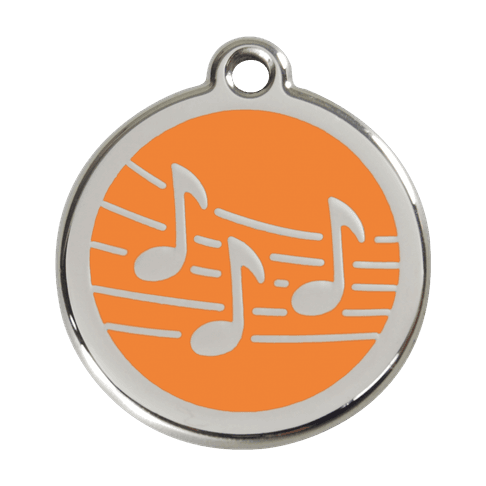 Red Dingo Stainless Steel Engraved Dog Tag Music Orange