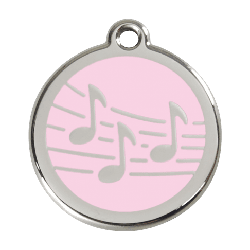Red Dingo Stainless Steel Engraved Dog Tag Music Pink