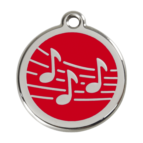 Red Dingo Stainless Steel Engraved Dog Tag Music Red
