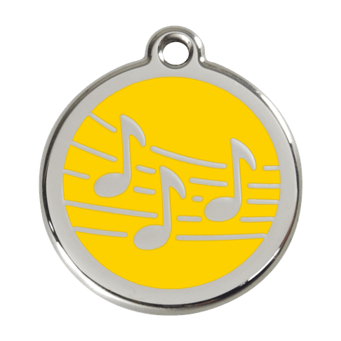 Red Dingo Stainless Steel Engraved Dog Tag Music Yellow