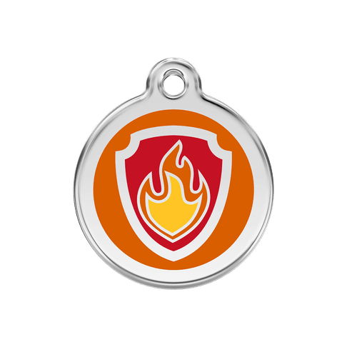 Red Dingo Stainless Steel Engraved Dog Tag Nickelodeon Paw Patrol Marshall Tag Orange MED