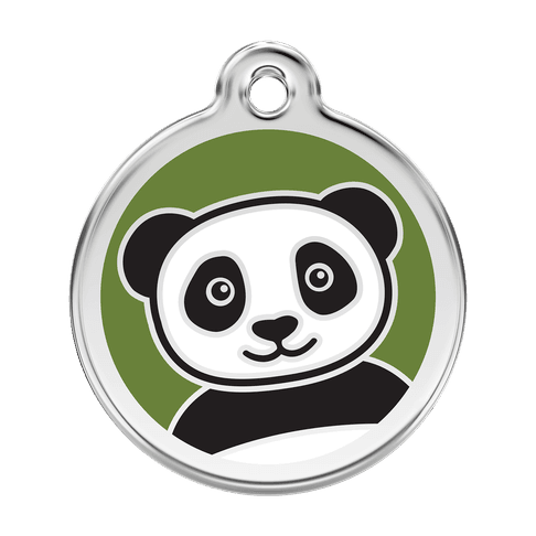 Red Dingo Stainless Steel Engraved Dog Tag Panda Green