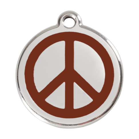 Red Dingo Stainless Steel Engraved Dog Tag Peace Brown