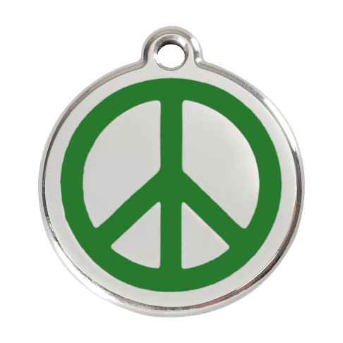 Red Dingo Stainless Steel Engraved Dog Tag Peace Green