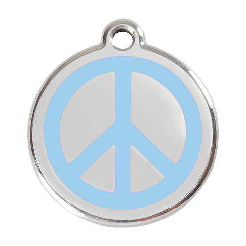 Red Dingo Stainless Steel Engraved Dog Tag Peace Light Blue