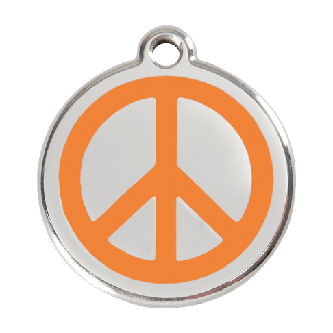 Red Dingo Stainless Steel Engraved Dog Tag Peace Orange