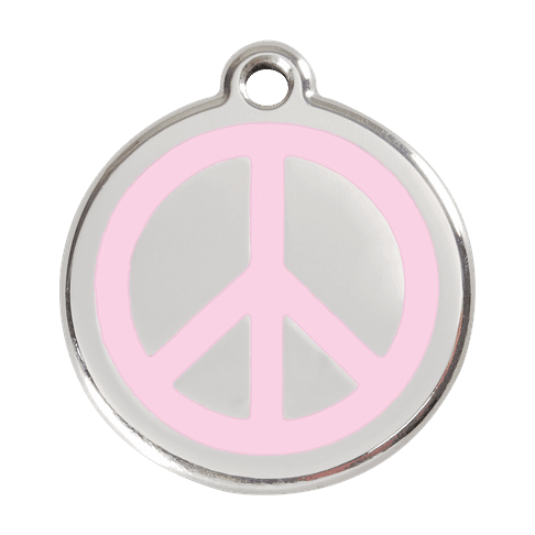 Red Dingo Stainless Steel Engraved Dog Tag Peace Pink