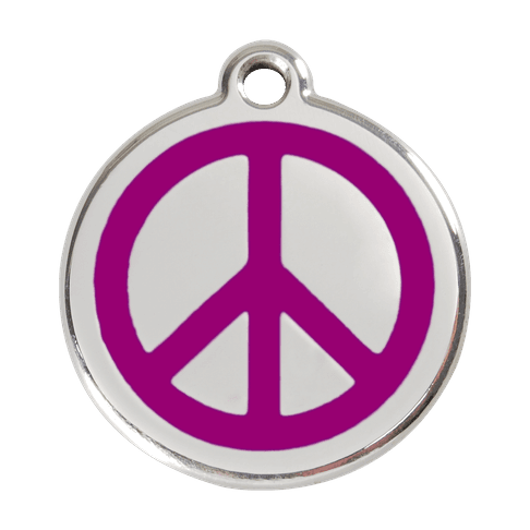 Red Dingo Stainless Steel Engraved Dog Tag Peace Purple
