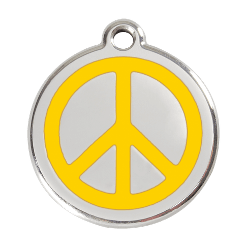Red Dingo Stainless Steel Engraved Dog Tag Peace Yellow
