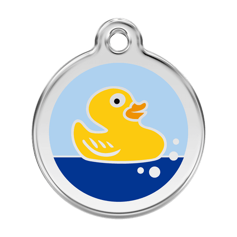 Red Dingo Stainless Steel Engraved Dog Tag Rubber Duck Light Blue