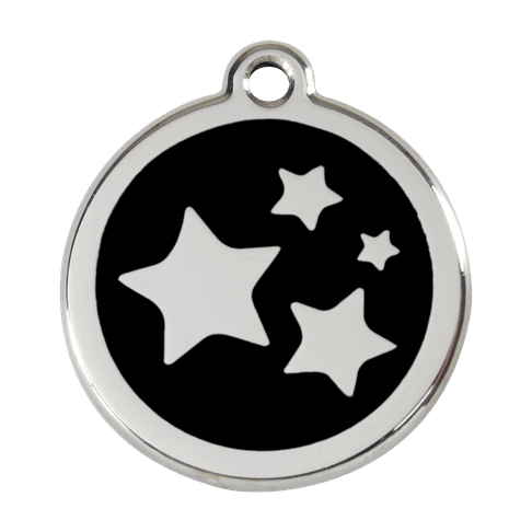 Red Dingo Stainless Steel Engraved Dog Tag Stars Black