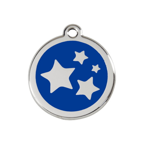 Red Dingo Stainless Steel Engraved Dog Tag Stars Navy