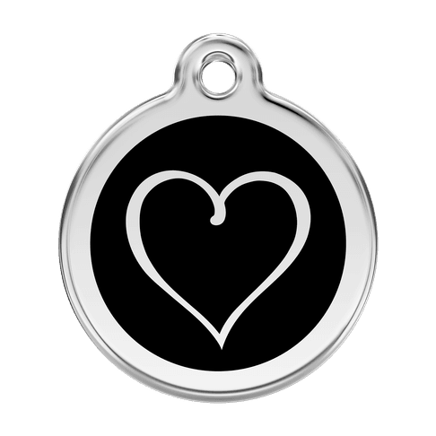 Red Dingo Stainless Steel Engraved Dog Tag Tribal Heart Black