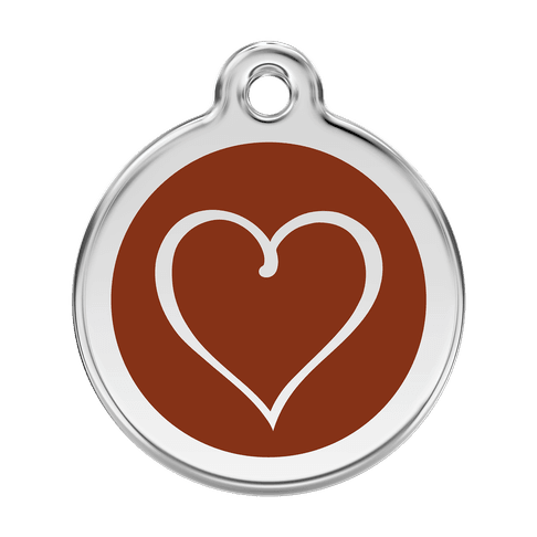 Red Dingo Stainless Steel Engraved Dog Tag Tribal Heart Brown