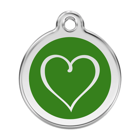 Red Dingo Stainless Steel Engraved Dog Tag Tribal Heart Green