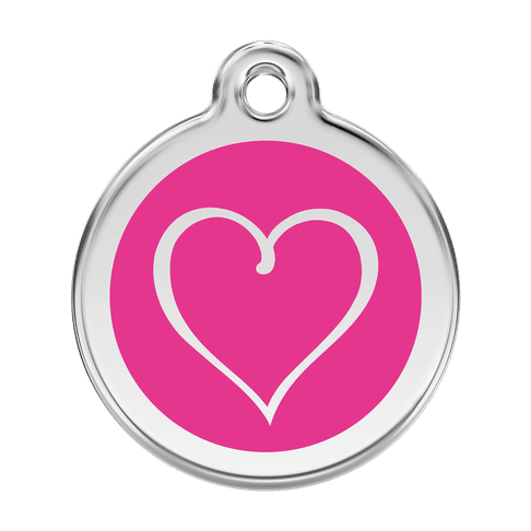 Red Dingo Stainless Steel Engraved Dog Tag Tribal Heart Hot Pink