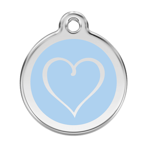 Red Dingo Stainless Steel Engraved Dog Tag Tribal Heart Light Blue