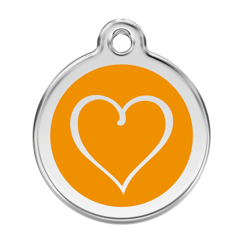 Red Dingo Stainless Steel Engraved Dog Tag Tribal Heart Orange