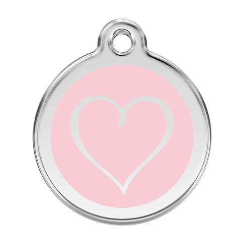 Red Dingo Stainless Steel Engraved Dog Tag Tribal Heart Pink
