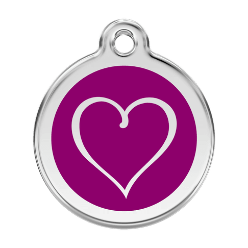 Red Dingo Stainless Steel Engraved Dog Tag Tribal Heart Purple