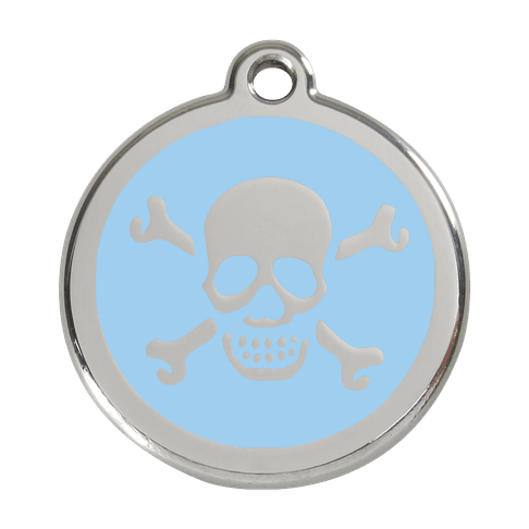 Red Dingo Stainless Steel Engraved Dog Tag Cross Bone Light Blue