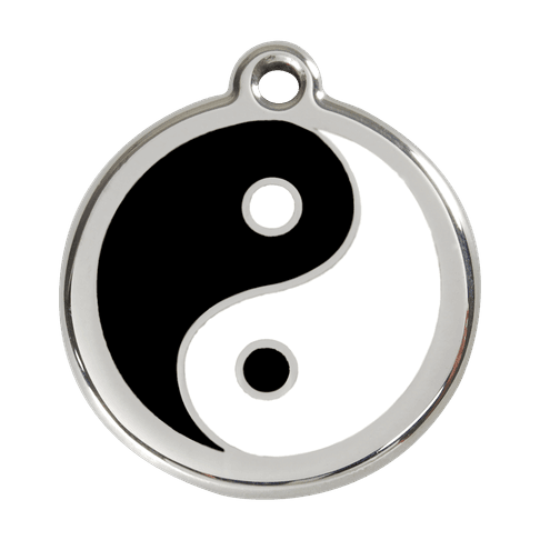 Red Dingo Stainless Steel Engraved Dog Tag Ying Yang Black