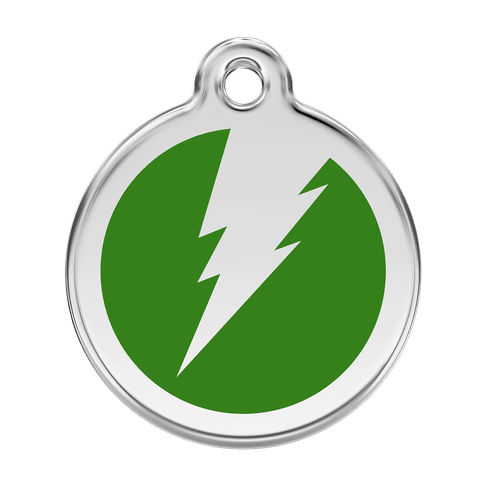 Red Dingo Stainless Steel Engraved Dog Tag Flash Green