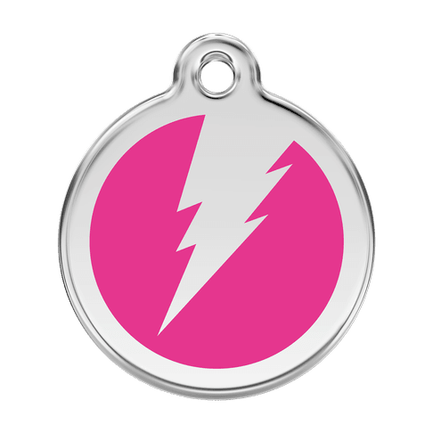Red Dingo Stainless Steel Engraved Dog Tag Flash Hot Pink