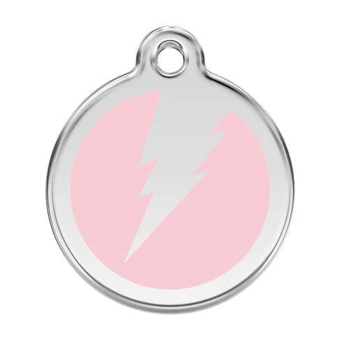 Red Dingo Stainless Steel Engraved Dog Tag Flash Pink