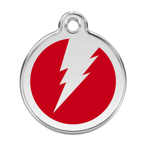Red Dingo Stainless Steel Engraved Dog Tag Flash Red