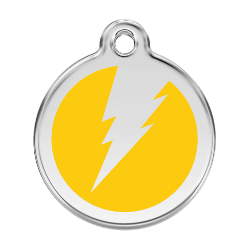 Red Dingo Stainless Steel Engraved Dog Tag Flash Yellow