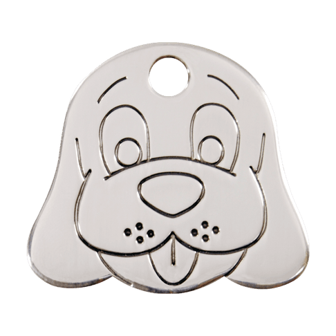 Red Dingo Stainless Steel Engraved Dog Tag Dog Face