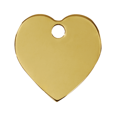 Red Dingo Engraved Brass Dog Tag Heart