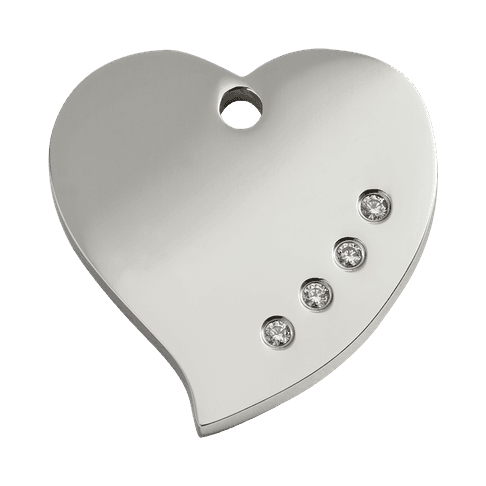 Red Dingo Diamante Engraved Dog Tag Heart