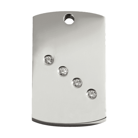 Red Dingo Diamante Engraved Dog Tag Rectangle