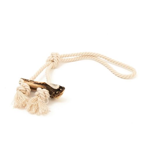 Great&amp;Small Green Elk Antler Split &amp; Rope Dog Toy