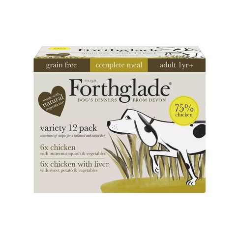 Forthglade Complete Grain Free Chicken &amp; Chicken Liver Wet Dog Food (12 Pack)