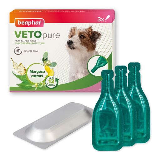 Beaphar VETOpure Plant-Based Protection Flea Spot-On for Dogs under 15 kg (3 Treatments)