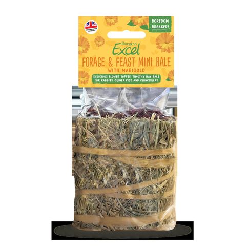 Forage and Feast Hay Bale with Rosehip for Small Pets