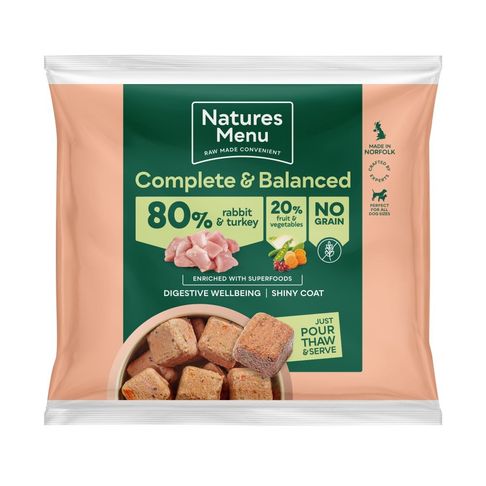 Natures Menu 80/20 Complete &amp; Balanced Rabbit &amp; Turkey Dog Food 1kg