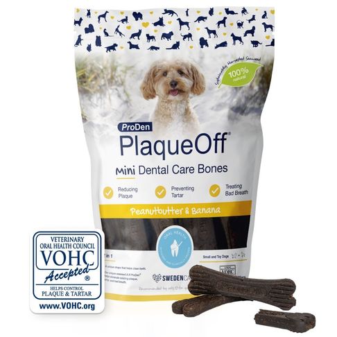 Plaqueoff Mini Bones Peanut Butter &amp; Banana For Dogs - 20 Bones