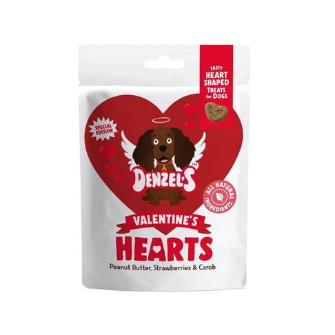 Denzel's Valentine’s Peanut Butter &amp; Strawberry Hearts For Dogs 100g