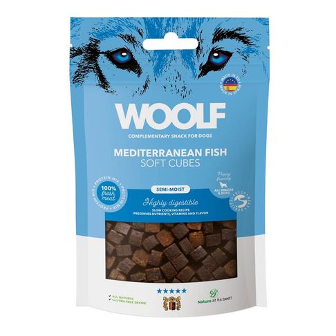 Woolf Soft Cubes Mediterranean Fish Dog Treats 100g