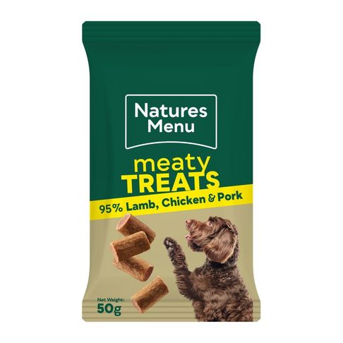 Natures Menu Meaty Treats Lamb, Chicken &amp; Pork For Dogs 50g