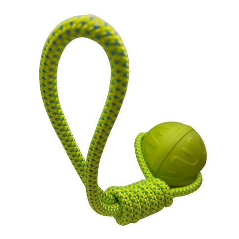 Aqua Dog Ball &amp; Rope Toy Green