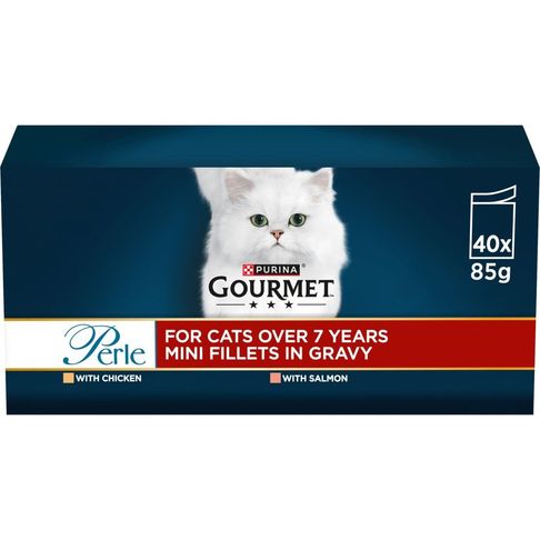 Gourmet Perle Pouches 7+ Senior Cat Mini Fillets in Gravy 40pk