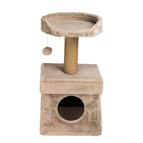Dubex Short Plush Platform &amp; House Cat Scratcher Beige