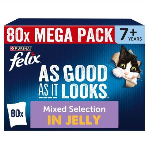 Felix As Good As it Looks 7+ Senior Cat Favourites Selection In Jelly 80pk