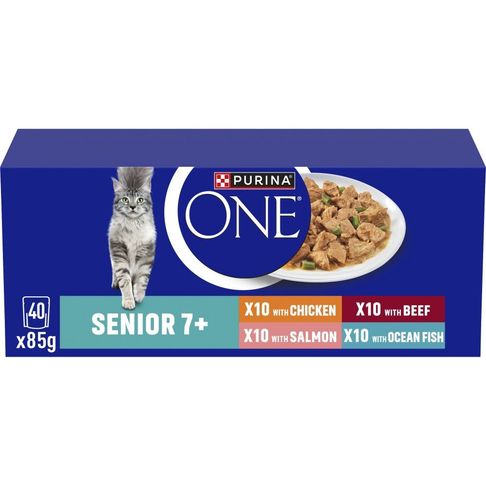 PURINA ONE Pouches 7+ Senior Cat Mini Fillets In Gravy 40pk