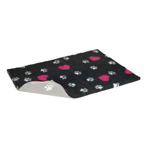 Vetbed Non Slip Charcoal Pink &amp; White Hearts &amp; Paws